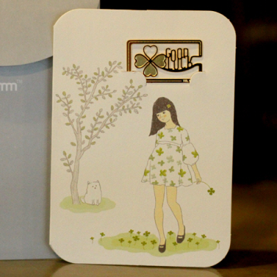 책갈피 북마크 카드 (미니) - 소녀와 네잎클로버