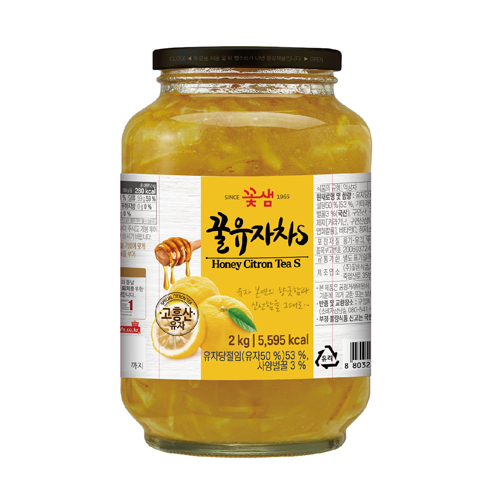 꽃샘 꿀유자차S 2kg 6개(1박스)