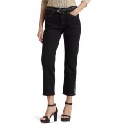 LAUREN Ralph Lauren Beaded High-Rise Straight Cropped Jeans in Black Rinse Wash 9890037_256001