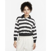 Nike Sportswear Phoenix Fleece Womens Oversized 3/4-Sleeve Striped Crop Polo FQ6236-045