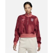 USMNT Phoenix Fleece Womens Nike Soccer Oversized 1/2-Zip Crop Sweatshirt FJ7842-655
