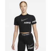 Nike Pro Dri-FIT Womens Short-Sleeve Cropped Graphic Training Top DX0078-010